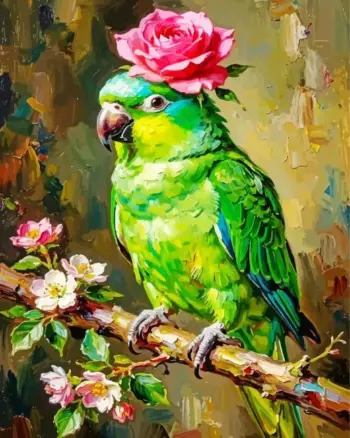 Green Parrot Diamond Painting Kit
