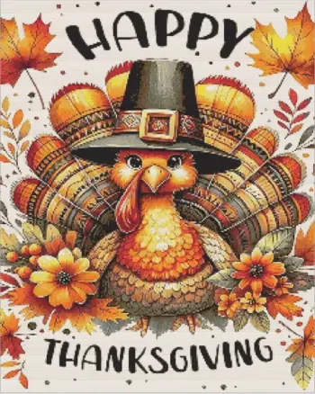 Happy Thanksgiving diamond painting kit - festive autumn holiday design