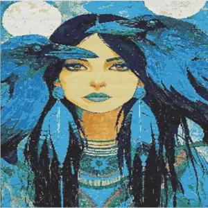 Lady and ravens diamond painting kit | mysterious gothic woman