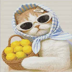 Lemon cat diamond painting kit | cute cat with lemons