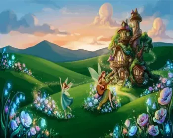 Magical fairy landscape diamond painting kit - enchanted fantasy scenery