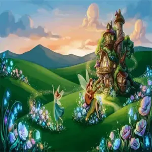 Magical fairy landscape diamond painting kit - enchanted fantasy scenery
