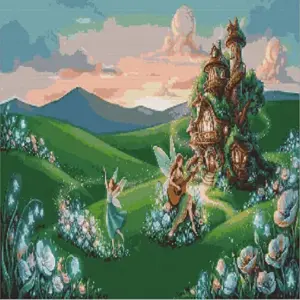 Magical fairy landscape diamond painting kit - enchanted fantasy scenery