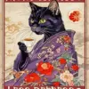 Cute black cat diamond painting enjoying coffee with a fun “More Espresso Less Depresso” message. Full-drill 5D sparkle, square or round drills, all sizes.
