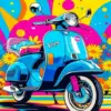 Motorcycle pop art diamond painting kit with bold colorful motorcycle design