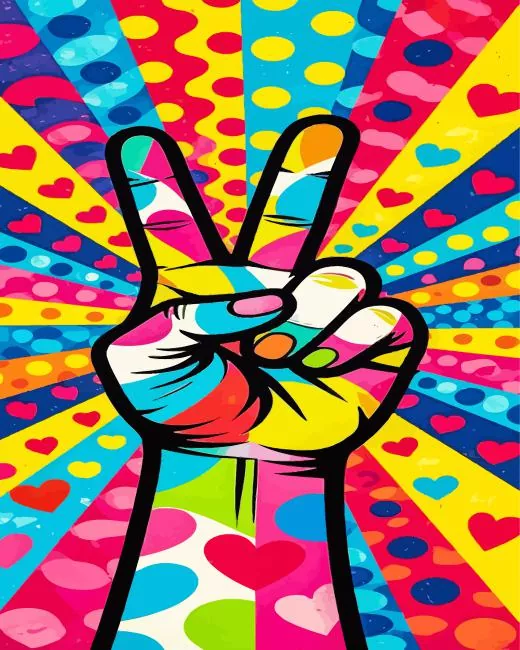 peace sign pop art Diamond Painting Peace sign pop art diamond painting kit with vibrant colorful design