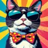 Pop art cat diamond painting kit with vibrant colorful design