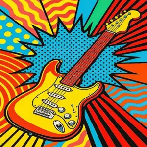 Pop art guitar diamond painting kit with vibrant colorful design