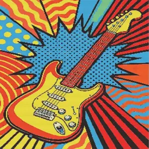 Pop art guitar diamond painting kit with vibrant colorful designz