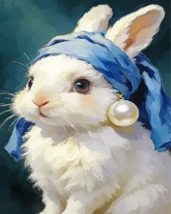 Rabbit with pearl earring diamond painting