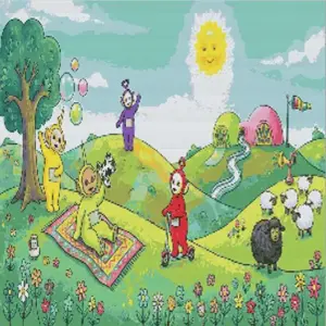Teletubbies diamond painting kit with colorful cheerful characters