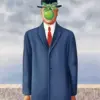 The Son of Man diamond painting kit — René Magritte surrealist portrait with green apple