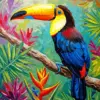 Colorful toucan bird diamond painting kit with tropical nature vibes