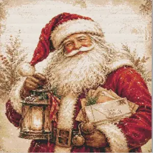 Vintage Santa Claus Christmas diamond painting kit with classic holiday charm
