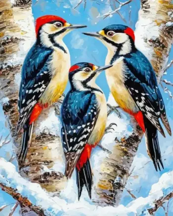 Woodpeckers birds diamond painting