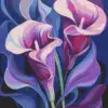 Abstract calla lily diamond painting kit with elegant floral shapes and vibrant artistic colors