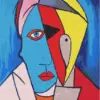 Abstract cubist art diamond painting kit with colorful geometric shapes