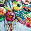 Abstract flowers vase diamond painting kit with colorful floral patterns