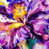 Abstract iris flower diamond painting kit with vibrant petals and artistic details
