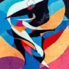 Abstract modern art diamond painting kit with bold colors and contemporary artistic patterns