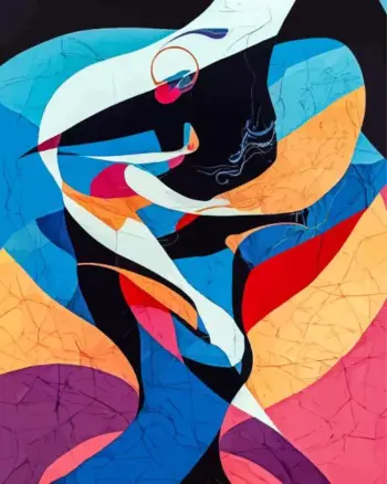 Abstract modern art diamond painting kit with bold colors and contemporary artistic patterns