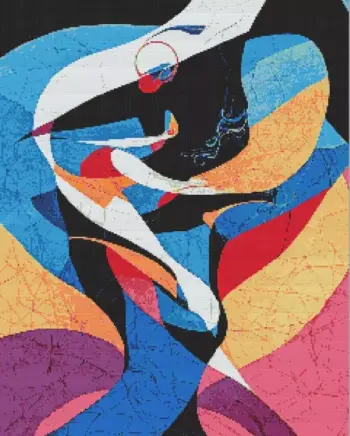 Abstract modern art diamond painting kit with bold colors and contemporary artistic patterns