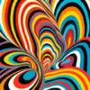 Abstract psychedelic waves diamond painting kit with vibrant swirling colors and flowing patterns