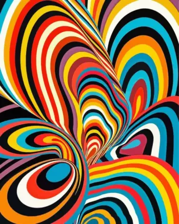 Abstract psychedelic waves diamond painting kit with vibrant swirling colors and flowing patterns