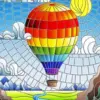 Air balloon flight diamond painting kit featuring colorful hot air balloons floating across the sky