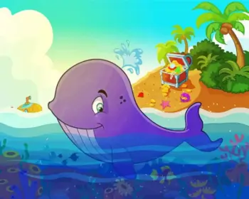 Baby whale diamond painting kit with cute ocean details