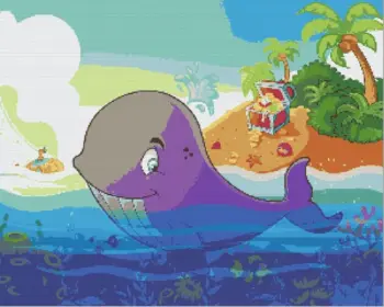 Baby whale diamond painting kit with cute ocean details