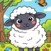Baby sheep diamond painting kit with cute fluffy design