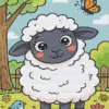 Baby sheep diamond painting kit with cute fluffy design