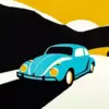 Blue car diamond painting kit featuring a stylish blue automobile