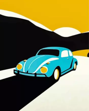 Blue car diamond painting kit featuring a stylish blue automobile
