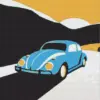 Blue car diamond painting kit featuring a stylish blue automobile
