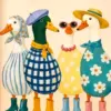 Chic ducks diamond painting kit with stylish playful ducks
