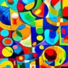 Colorful abstract diamond painting kit with vibrant colors and expressive artistic patterns