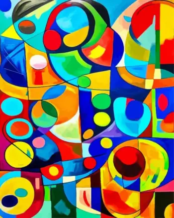 Colorful abstract diamond painting kit with vibrant colors and expressive artistic patterns