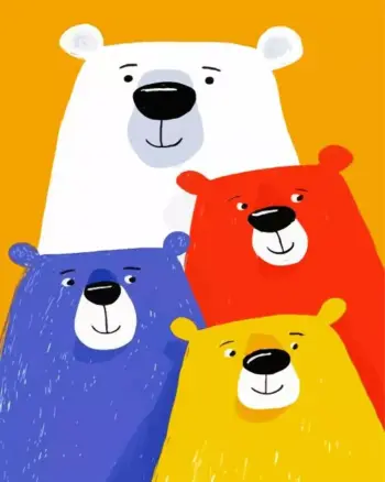 Colorful bears diamond painting kit with vibrant playful designs
