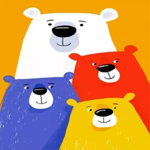 Colorful bears diamond painting kit with vibrant playful designs