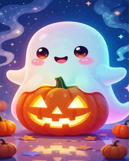 Cute Baby Ghost Diamond Painting Cute baby ghost diamond painting kit with adorable spooky details