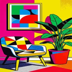 Geometric Serenade diamond painting kit featuring modern geometric artwork
