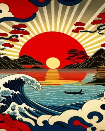 Japanese pop art diamond painting kit featuring vibrant Japanese-inspired artwork