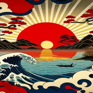 Japanese pop art diamond painting kit featuring vibrant Japanese-inspired artwork