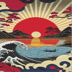 Japanese pop art diamond painting kit featuring vibrant Japanese-inspired artwork