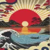 Japanese pop art diamond painting kit featuring vibrant Japanese-inspired artwork