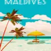 Maldives poster diamond painting with tropical beach and turquoise waters
