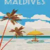 Maldives poster diamond painting with tropical beach and turquoise waters