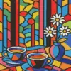 Morning coffee diamond painting kit featuring a cozy coffee-inspired design